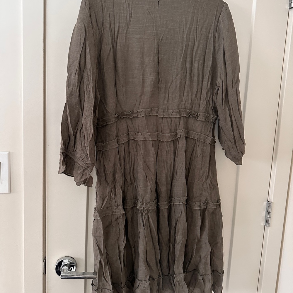 Mikarose Olive Green Casual V-Neck Dress - Picture 4 of 4